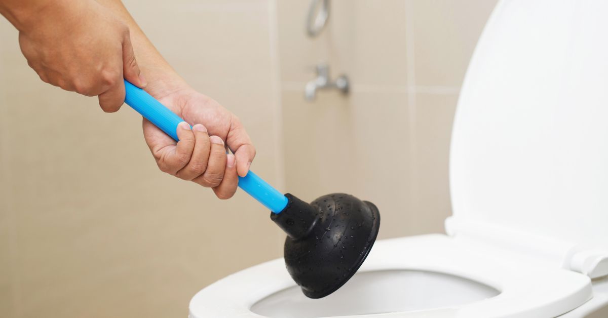 hand unclogging toilet